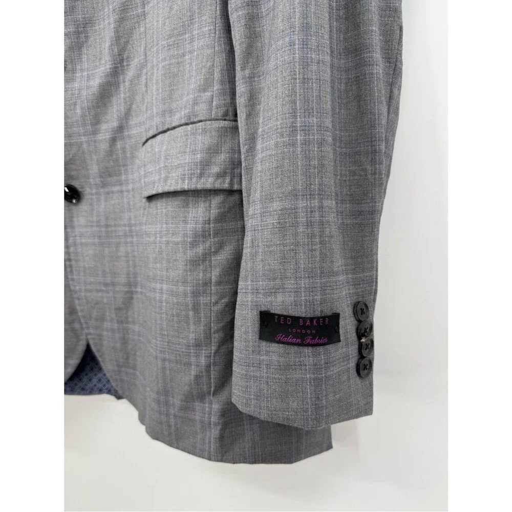 Ted Baker London Endurance Wright-Plaid Suit Jacket | Gray | Size 40L